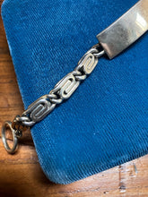 Load image into Gallery viewer, BRENDA SCHOENFELD Sterling Silver ID Bracelet Snail Chain Toggle Mexico '90s Men