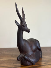 Load image into Gallery viewer, Mid Century Modern Hand Carved Antelope Sculpture | Solid Dark Wood