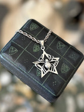 Load image into Gallery viewer, Gothic Sterling Silver Spider Star Black Widow Pendant Necklace Hook Clasp 19”
