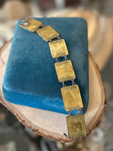 Load image into Gallery viewer, Vintage 1940s 1950s Italian Brass & Glass Micro Mosaic Panel Link Bracelet 7.75"