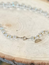 Load image into Gallery viewer, Vintage Midcentury Faceted Clear Crystal Graduated Beaded Necklace with Gold Tone Separators 18”