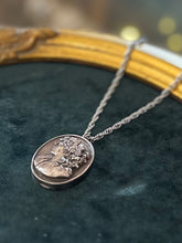 Load image into Gallery viewer, Vintage Signed Hallmarked HW Henryk Winograd 999 Fine Silver Art Nouveau Repousse Woman Pendant on Sterling Silver Chain 26” Necklace