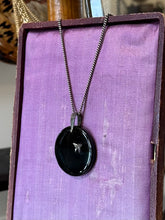 Load image into Gallery viewer, Vintage Sterling Silver & Black Onyx Large Disc 3-Dimensional Butterfly Statement Pendant Necklace 24.25”