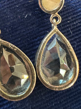 Load image into Gallery viewer, Vintage Sterling Silver Pearl & Faceted Pale Blue Crystal Glass Teardrop Dangle Earrings