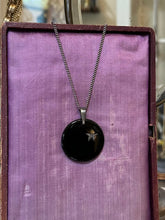 Load image into Gallery viewer, Vintage Sterling Silver & Black Onyx Large Disc 3-Dimensional Butterfly Statement Pendant Necklace 24.25”