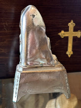 Load image into Gallery viewer, Vintage Art Deco Shiny Silver Tone Metal Statue Lourdes Apparition of Virgin Mary to St Bernadette 6” France