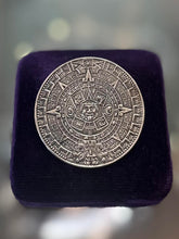 Load image into Gallery viewer, Vintage Signed Taxco Mexico Sterling Silver Aztec Calendar Sun Stone Brooch