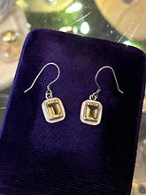 Load image into Gallery viewer, Vintage Sterling Silver & Faceted Citrine Rectangular Dangle Drop Earrings