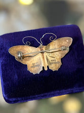 Load image into Gallery viewer, Vintage 1950s Signed David Andersen Norway Sterling Silver & Glass Enamel Butterfly Brooch | Green, Yellow, Purple, and Black