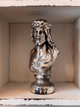Load image into Gallery viewer, Vintage Figurine Miniature Bust Jesus Crown of Thorns Silver Plated Statue