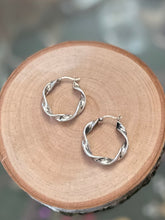 Load image into Gallery viewer, Vintage Sterling Silver 925 Twist Hoop Earrings Silver Hoops