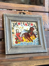 Load image into Gallery viewer, Vintage The Assumption of Elijah | Reverse Painting Framed Folk Art Romanian Eastern European Icon | 10.75" x 9.75" Frame