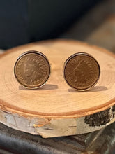 Load image into Gallery viewer, Vintage Gold Tone and Copper Indian Head Penny 1897 & 1907 Cufflinks