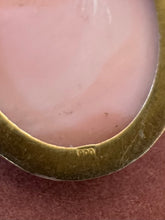 Load image into Gallery viewer, Pink Conch Shell Vintage Antique Hand Carved Blooming Rose Cameo 800 Silver Pendant & Brooch