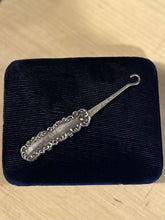 Load image into Gallery viewer, Antique Victorian Art Nouveau P&P Sterling Silver Scroll Design Folding Button Hook Monogrammed Engraved Initials BR