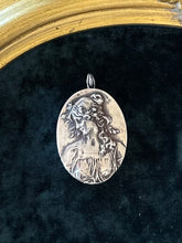 Load image into Gallery viewer, Vintage Signed Hallmarked HW Henryk Winograd 999 Fine Silver High Relief Cameo Repousse Woman Pendant Large