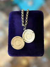 Load image into Gallery viewer, Vintage Midcentury Brass Rolo Chain Circle Locket Pendant Necklace 14.75”