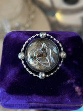 Load image into Gallery viewer, Vintage Circa 1940s Sterling Silver Reverse Painted Intalgio Horse Brooch Pin Equestrian Midcentury
