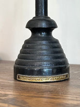 Load image into Gallery viewer, Antique Black Ebony Wood & Metal Altar Standing Tabletop Pedestal Crucifix Skull and Crossbones 11” Tall