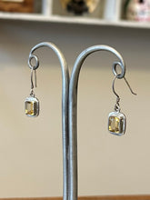 Load image into Gallery viewer, Vintage Sterling Silver & Faceted Citrine Rectangular Dangle Drop Earrings