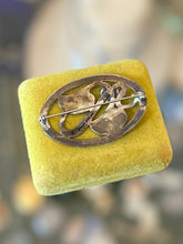 Load image into Gallery viewer, Signed Steve STAMAS Sterling Silver & 14k Gold Filled Abstract Oval Brooch Pin