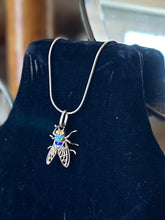 Load image into Gallery viewer, Vintage Italian 900 Silver & Enamel Fly Insect Pendant on Sterling Silver 925 Snake Chain 18.75”
