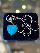 Load image into Gallery viewer, Vintage Signed RLS Mexico Sterling Silver Genuine Turquoise Heart Necklace 24"