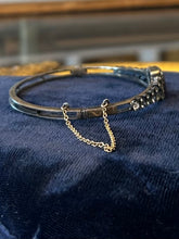 Load image into Gallery viewer, Vintage European Edwardian Art Deco 935 Sterling Silver Amethyst & Clear Rhinestone Jewelled Bow Motif Hinged Bangle Bracelet