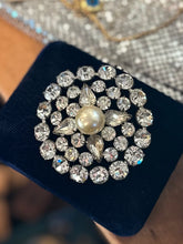 Load image into Gallery viewer, Stunning Vintage Art Deco Circa 1930s Round Brooch Faceted Rhinestones & Faux Pearl Center