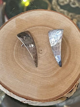 Load image into Gallery viewer, Vintage Modernist Sterling Silver Mexico Hammered Geometric Curved Triangle Drop Earrings