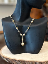 Load image into Gallery viewer, Vintage Signed Hartzberg J.&L. 1/20 14k Gold Filled Taupe Faux Pearl Beaded Y-Shape Necklace 14.25”