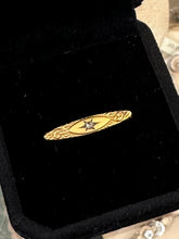 Load image into Gallery viewer, Antique Victorian 10k Yellow Gold Repousse & Clear Glass Faceted Stone Lingerie Pin