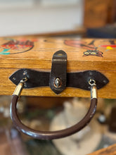 Load image into Gallery viewer, Vintage By SIMON Siamese Cat Apples Purse Hand Painted Wood Handbag Leather RARE