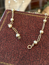 Load image into Gallery viewer, Vintage Signed Hartzberg J.&L. 1/20 14k Gold Filled Taupe Faux Pearl Beaded Y-Shape Necklace 14.25”