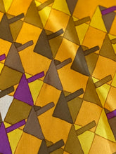 Load image into Gallery viewer, Designer Christian Dior 1960s Geometric Orange Yellow Pattern Square Silk Scarf Made in France 30" Vintage