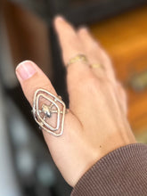 Load image into Gallery viewer, Vintage Sterling Silver Open Weave Geometric Split Shank Statement Ring US Size 8 1/2