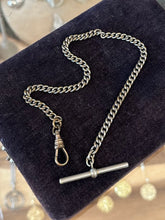 Load image into Gallery viewer, Vintage Art Deco Silver Tone Watch Chain Watch Fob Dog Clip Clasp and Toggle 11.6”