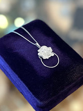 Load image into Gallery viewer, Vintage Signed BEAU Sterling Silver Engraved Rose Charm Holder Pendant Necklace 18.25”
