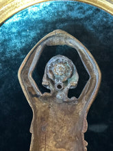 Load image into Gallery viewer, Antique Art Deco Brass Figural Salvage Woman Bust w/Floral Motif Gilt Gold from Chandelier or Sconce