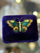 Load image into Gallery viewer, Vintage 1950s Signed David Andersen Norway Sterling Silver & Glass Enamel Butterfly Brooch | Green, Yellow, Purple, and Black