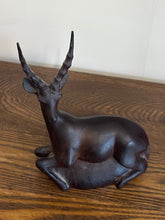 Load image into Gallery viewer, Mid Century Modern Hand Carved Antelope Sculpture | Solid Dark Wood