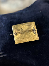 Load image into Gallery viewer, Antique Victorian Mourning Brooch Hair Jewelry Beveled Glass Rectangular Pin w/ C Clasp Blonde & Brunette