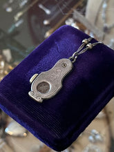Load image into Gallery viewer, Antique Victorian Engraved & Monogrammed WR Sterling Silver Cigar Cutter Pendant on Sterling Ball Bead Chain Necklace 17.5”