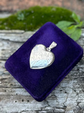 Load image into Gallery viewer, Vintage Sterling Silver Hand Engraved Scroll Etched Heart Locket Pendant Double Photo