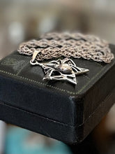 Load image into Gallery viewer, Gothic Sterling Silver Spider Star Black Widow Pendant Necklace Hook Clasp 19”
