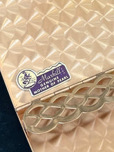 Load image into Gallery viewer, Vintage 1950s Midcentury New Old Stock MARHILL Mother of Pearl Rhinestone Jewelled Gold Tone Cigarette Case Compact