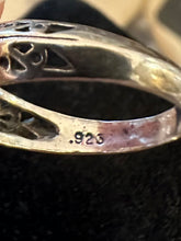 Load image into Gallery viewer, Vintage Edwardian Revival Sterling Silver Pierced Shank Solitaire Cubic Zirconia CZ Ring US Size 7