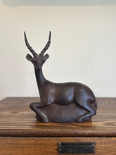 Load image into Gallery viewer, Mid Century Modern Hand Carved Antelope Sculpture | Solid Dark Wood
