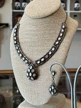 Load image into Gallery viewer, Vintage 1980s Signed ROSE ABEYTA NAVAJO Sterling Silver & Mother of Pearl Jewelry Set | Necklace, Cuff Bracelet, Earrings