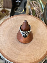 Load image into Gallery viewer, Vintage Signed SARAH Coventry Sterling Silver Spiral & Black Cabochon Ring US Size 7